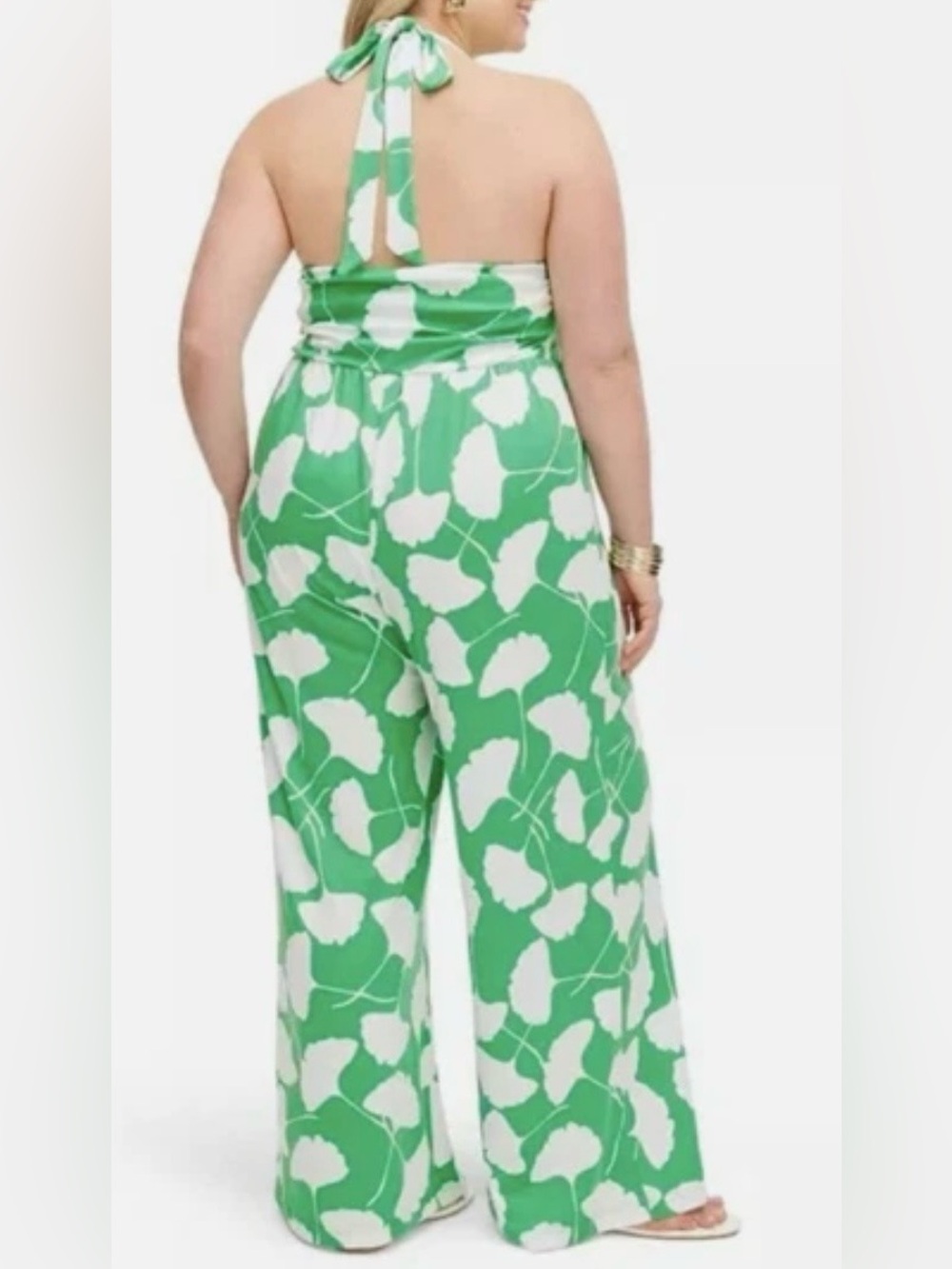 XL Green Floral Halter Wide Leg Jumpsuit Diane Von Furstenberg for Target NWT - Picture 2 of 6